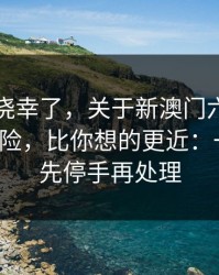 别再抱侥幸了，关于新澳门六合彩的法律风险，比你想的更近：一句话：先停手再处理