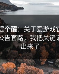 给你们提个醒：关于爱游戏官方入口的虚假公告套路，我把关键证据整理出来了