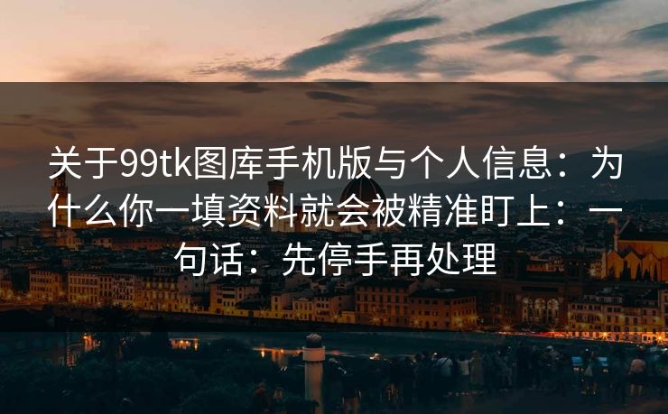 关于99tk图库手机版与个人信息：为什么你一填资料就会被精准盯上：一句话：先停手再处理