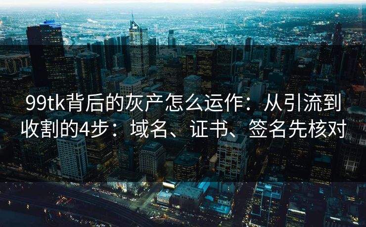 99tk背后的灰产怎么运作：从引流到收割的4步：域名、证书、签名先核对