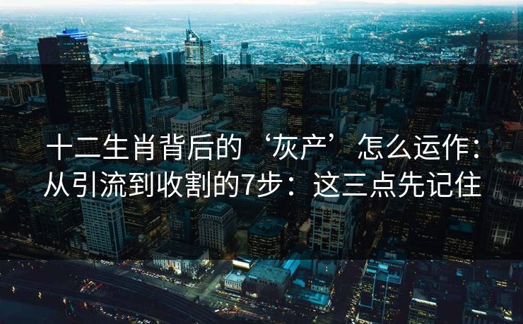 十二生肖背后的‘灰产’怎么运作：从引流到收割的7步：这三点先记住
