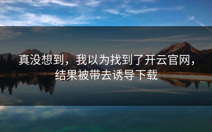 真没想到，我以为找到了开云官网，结果被带去诱导下载