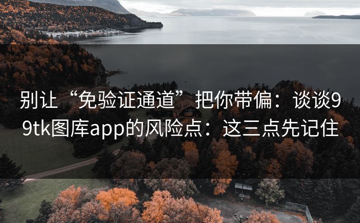 别让“免验证通道”把你带偏：谈谈99tk图库app的风险点：这三点先记住