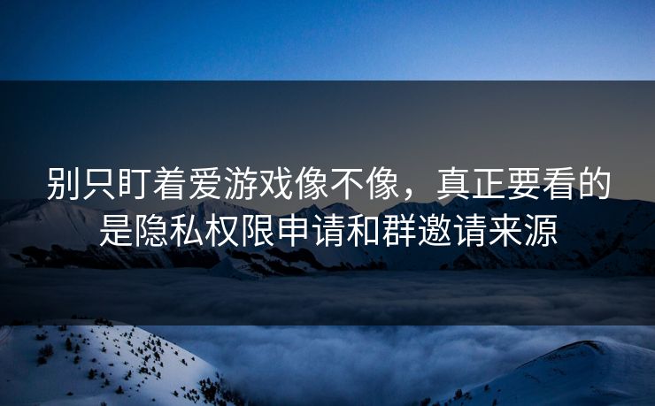 别只盯着爱游戏像不像，真正要看的是隐私权限申请和群邀请来源