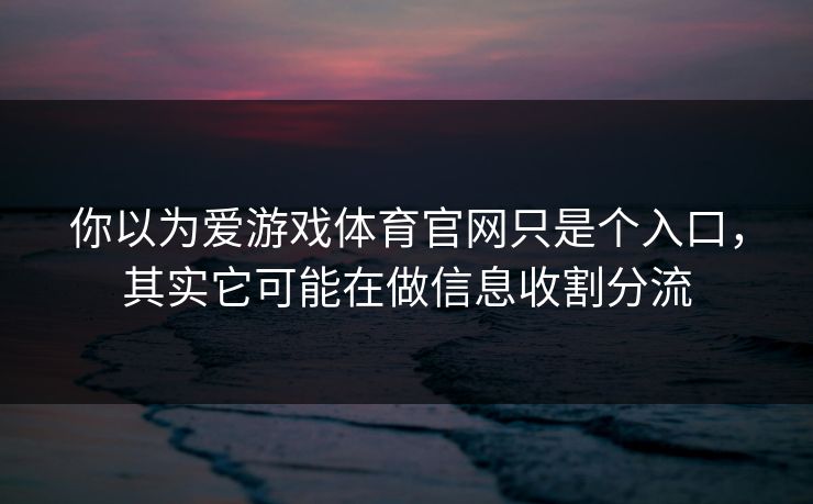 你以为爱游戏体育官网只是个入口,其实它可能在做信息收割分流 你以为爱游戏体育官网只是个入口,其实它可能在做信息收割分流