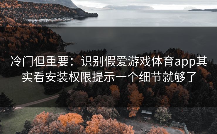 冷门但重要：识别假爱游戏体育app其实看安装权限提示一个细节就够了